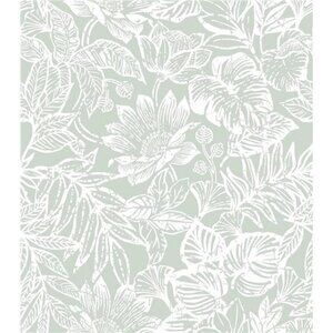Tropical Leaf Peel Stick Wallpaper Green White Floral Removable Wall Decor